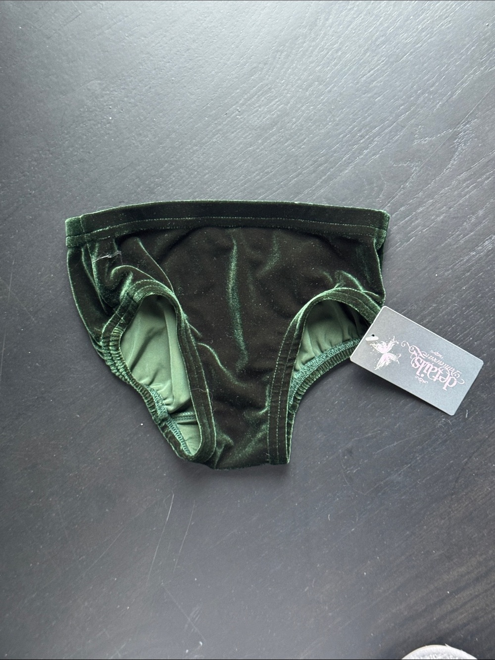 Velvet Dark Green Girls Dance Briefs by